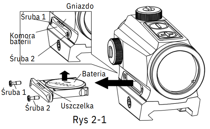 Wyjmowanie baterii HS403B Holosun