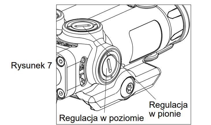 Regulacja celownika wertykalna i horyzontalna LE117-GR/RD/IR LOW Holosun