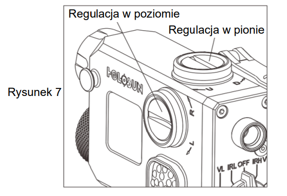 Regulacja horyzontalna i wertykalna LS221-R/G Holosun